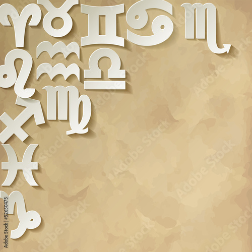 Zodiac Sternzeichen Horoskop Hintergrund Ecke Vintage
