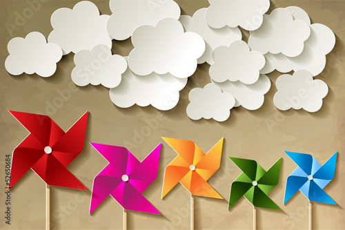 Papiermühle bunt Hintergrund Vintage Himmel Wolken