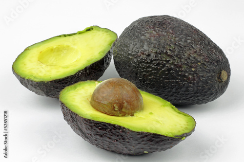 close up of avocado on the white background