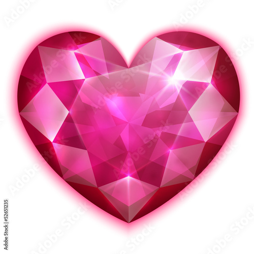 Pink ruby heart on white background - eps10