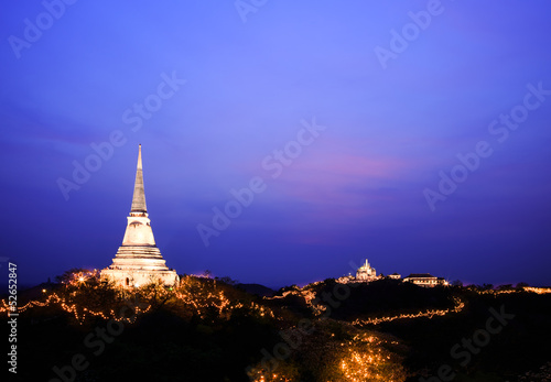 Temple on mountain top at Khao Wang Palace during festival  Petc