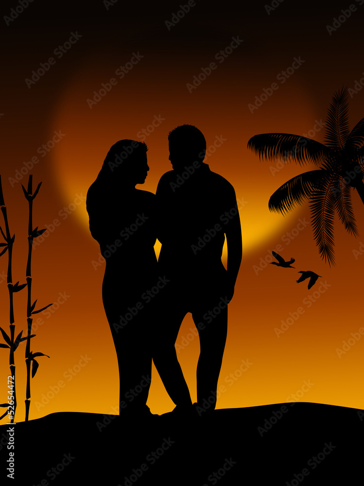 Fototapeta premium Romantic couple at sunset