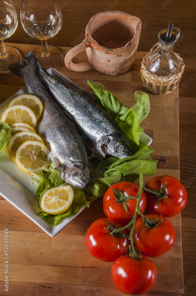 Raw fish, mediterranean composition Raw fish, mediterranean composition