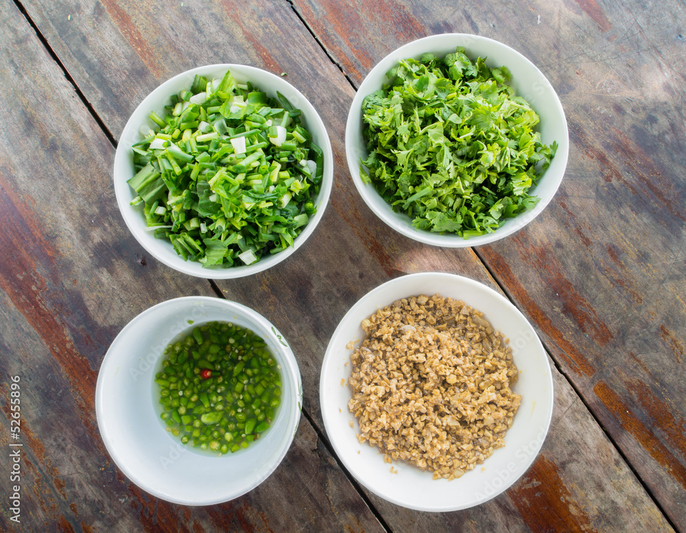 Thai food ingredient for porridge rice gruel Thai food ingredient for porridge rice gruel