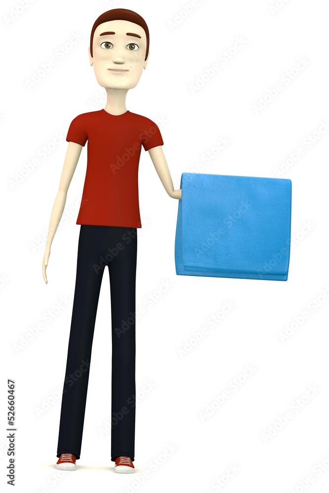 3d render of cartoon character with towel 3d render of cartoon character with towel