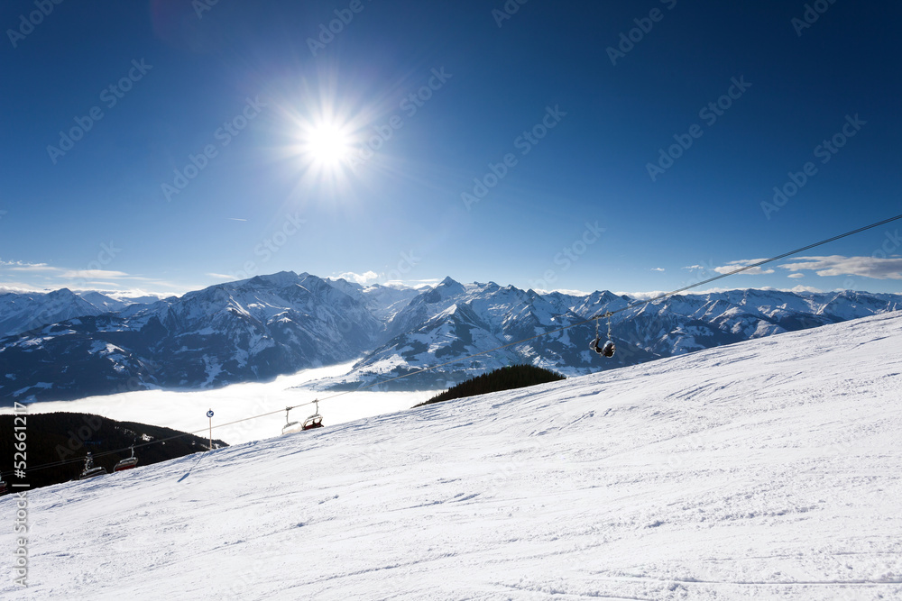 Ski slopes on Schmitten, next to Zell Am See resort