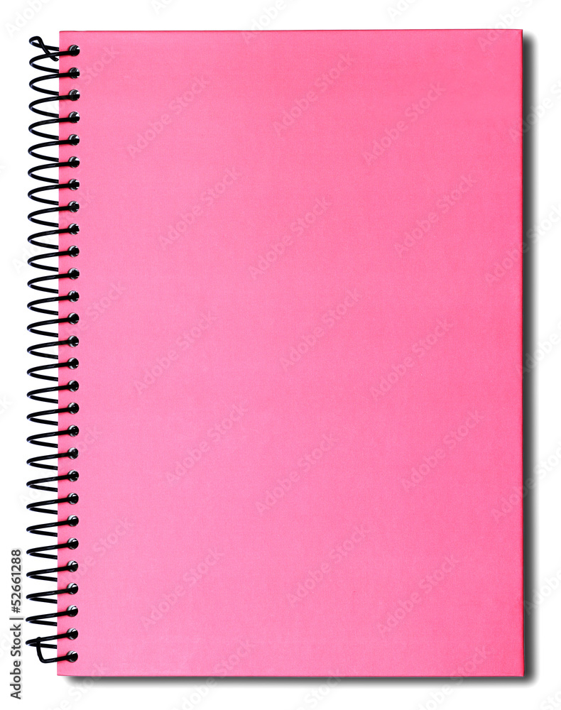 Pink notebook isolated on white background Pink notebook isolated on white background