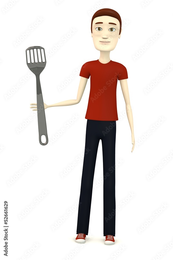 3d render of cartoon character with kitchen untensil 3d render of cartoon character with kitchen untensil
