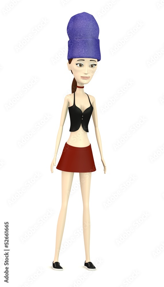3d render of cartoon character with winter hat