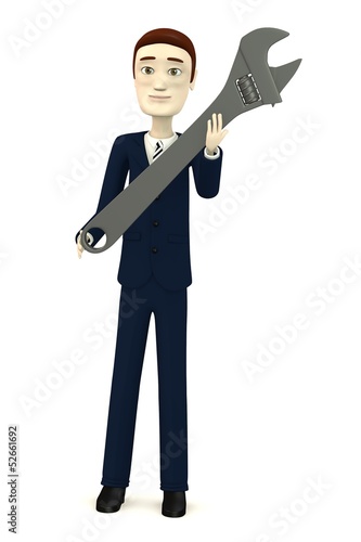 3d render of cartoon character with wrench photo