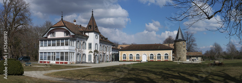 Small authentic historical building, chateaux Bossey, Switzerland 