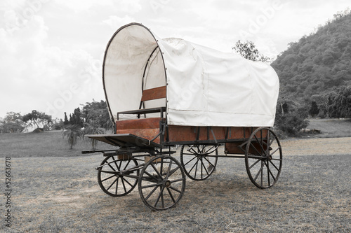 Black & White Covered wagon