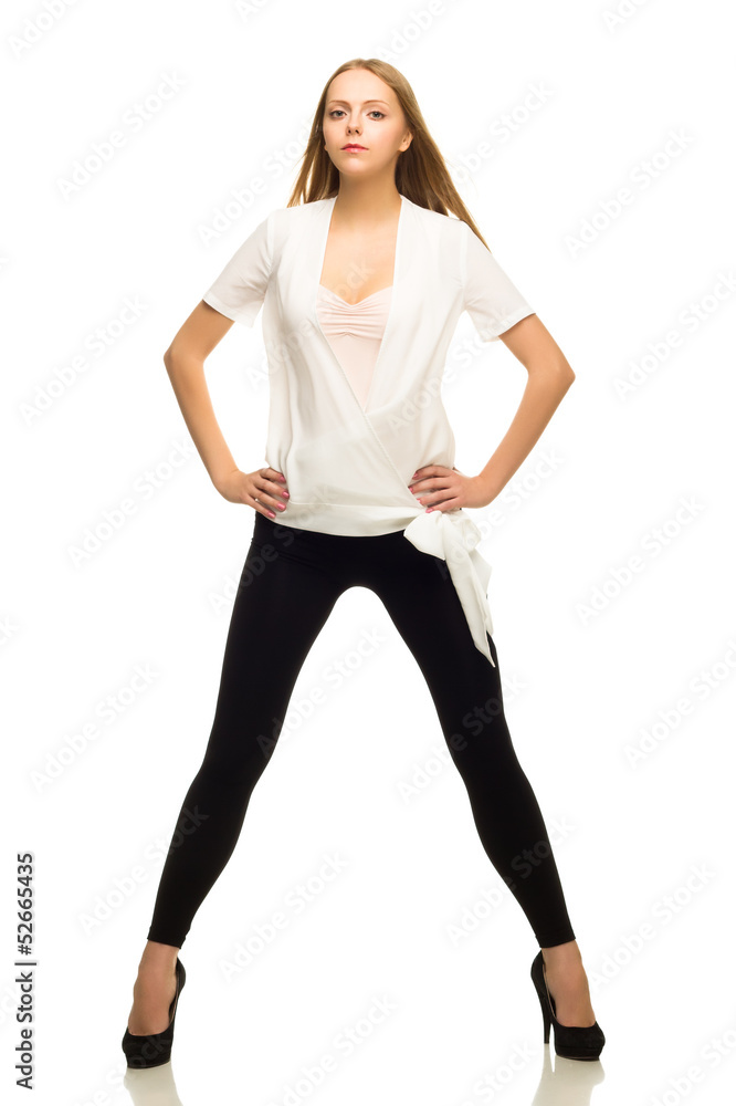 Full length portrait of a young woman. Isolated on white Full length portrait of a young woman. Isolated on white