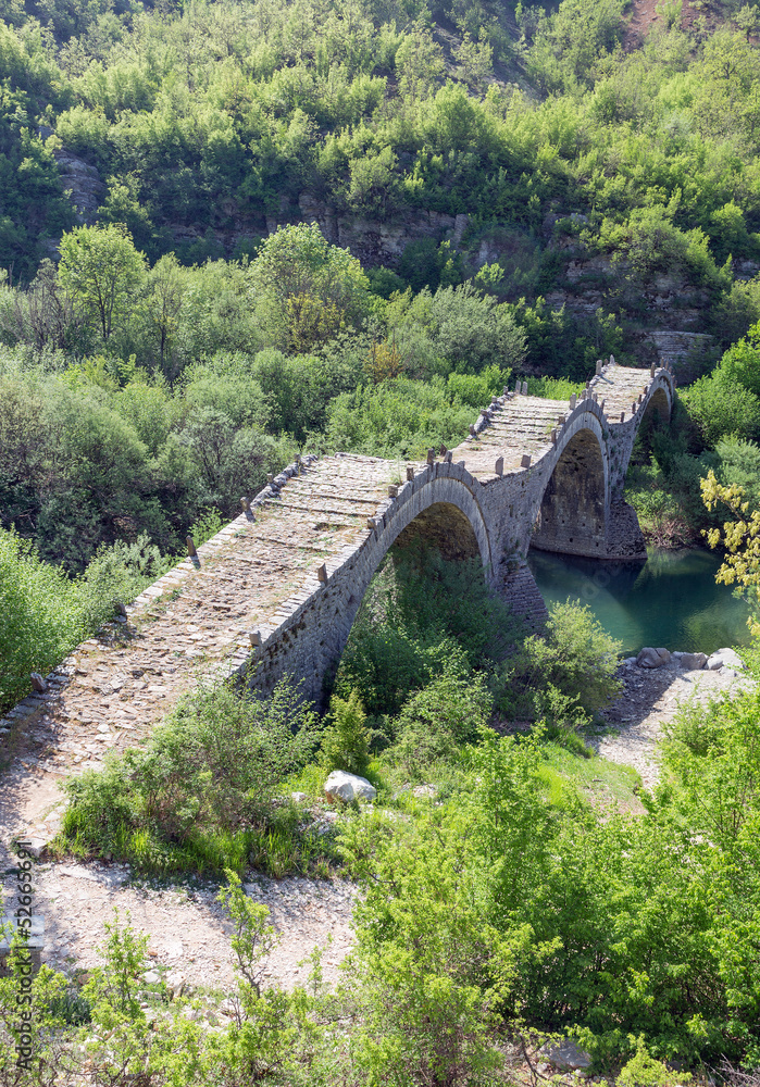 Kalogeriko triple arched stone bridge, Epirus, Greece