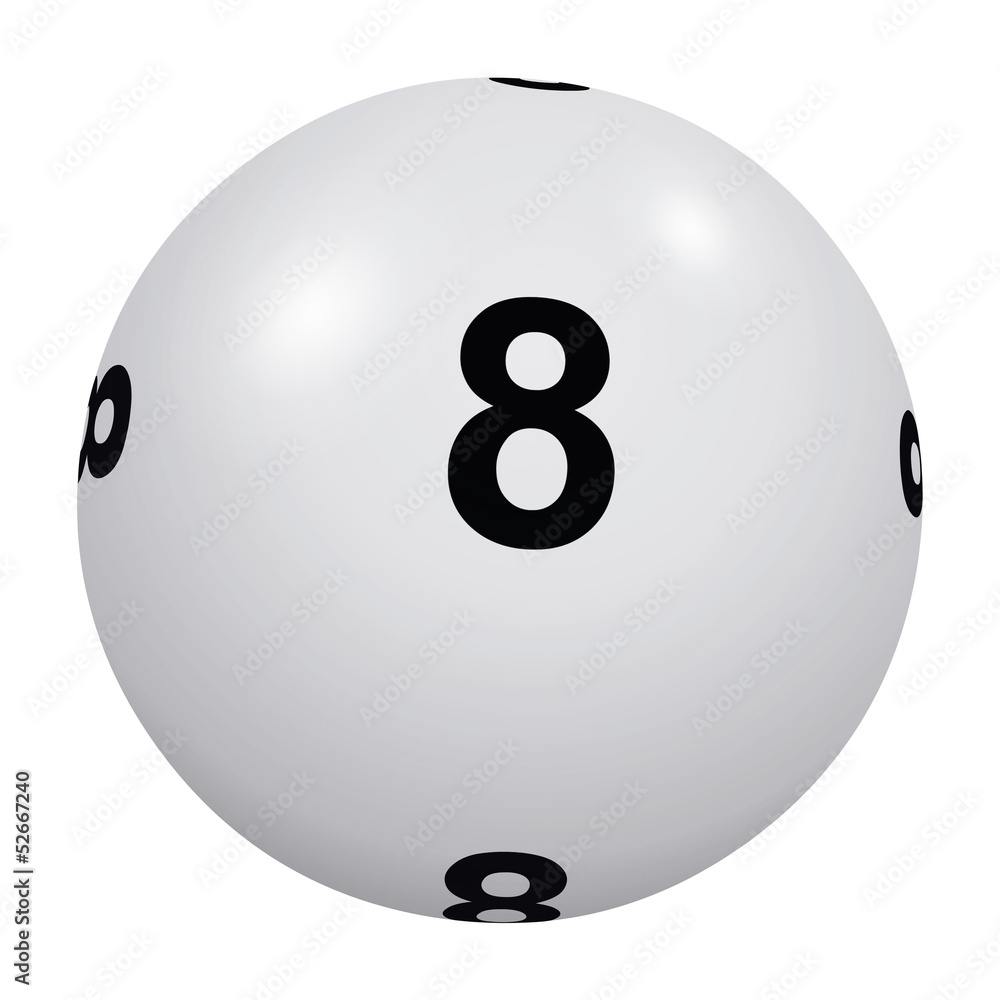 Fototapeta premium Loto, boule blanche numéro 8