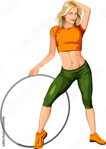 blonde girl with a hoop