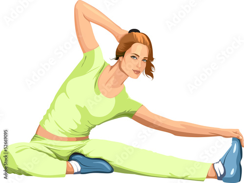 girl engaged in sports stretching