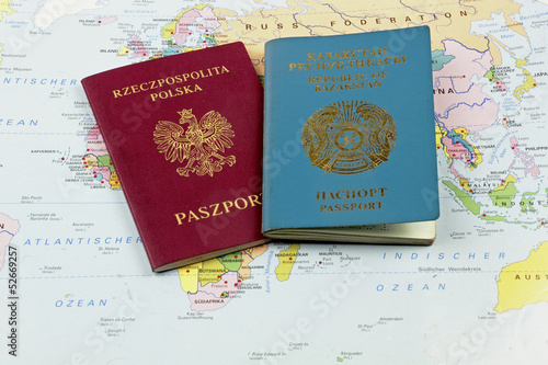 ethnic polish emigrant .Passports on the map