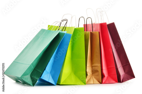 Paper shopping bags isolated on white background