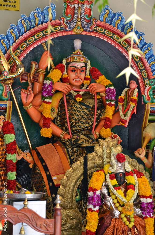 Statue in Sri Mariamman Hindu Temple in Singapore Chinatown