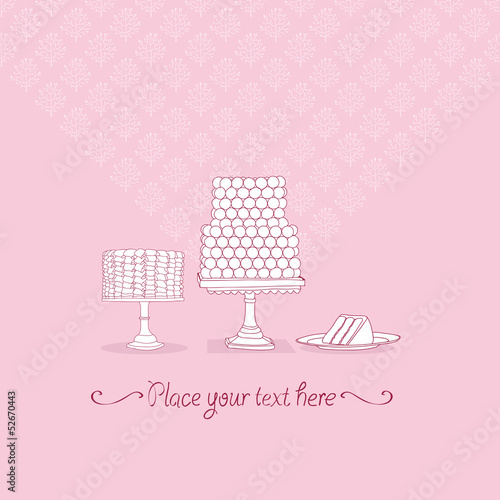 Beautiful vector wedding background with cakes