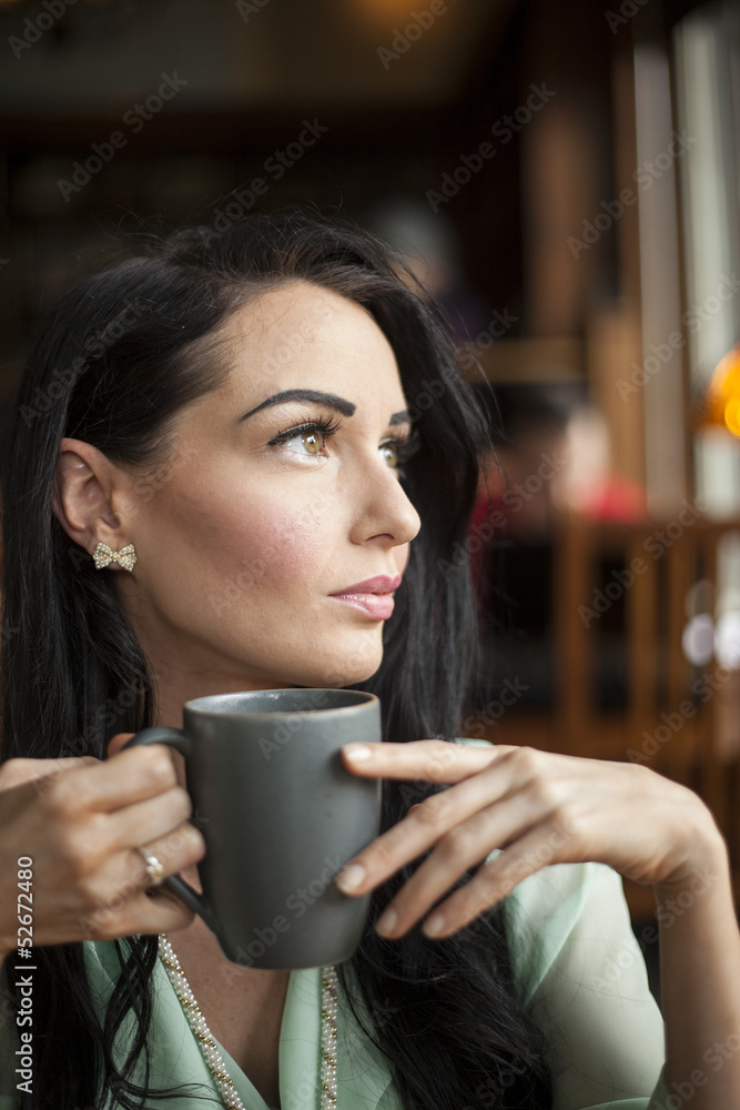 Beautiful Young Woman with Brown Hair and Eyes