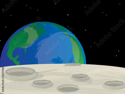 view of the Earth from the Moon surface