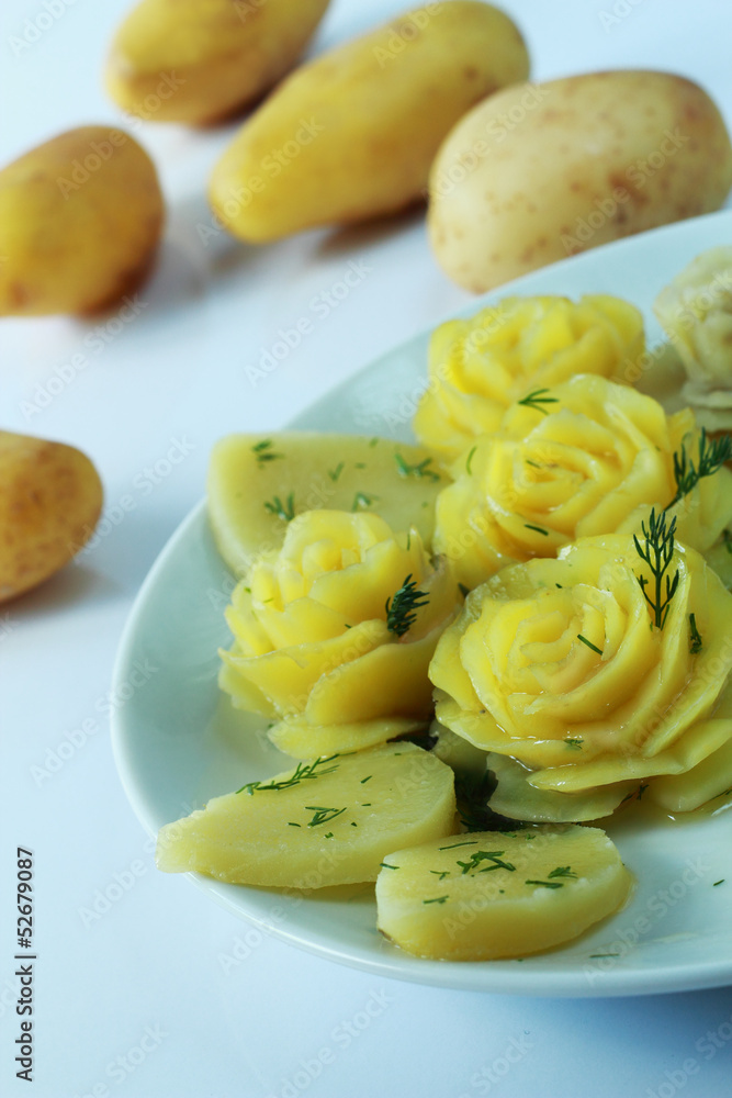 Prepared potato as flower Prepared potato as flower