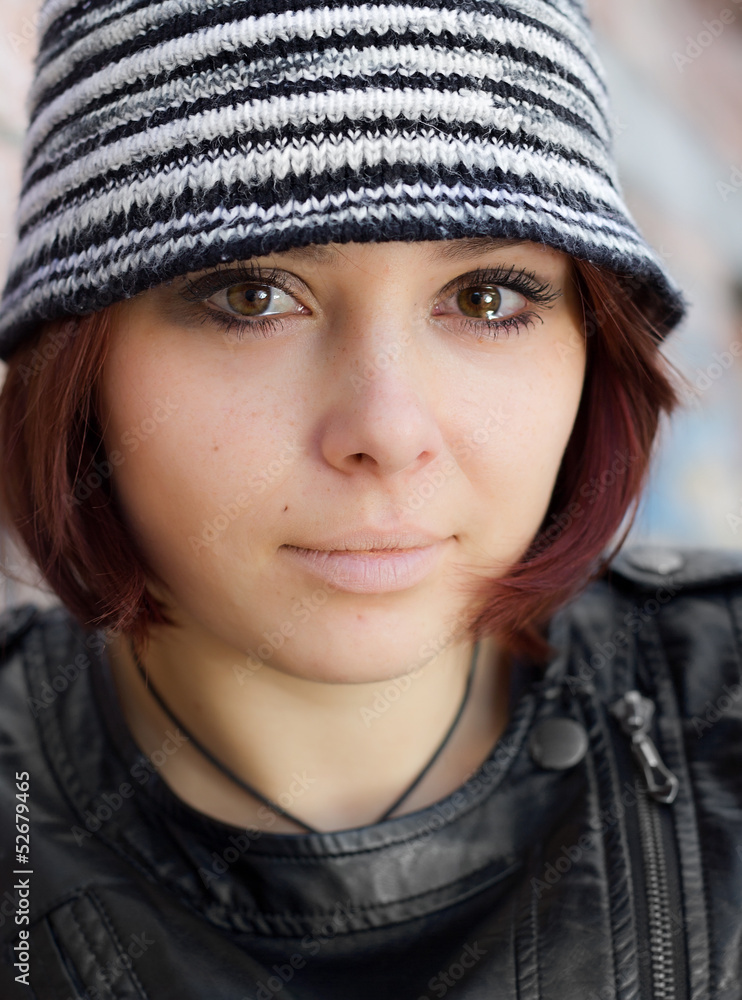 Closeup woman ingrunge style with running eyes Closeup woman ingrunge style with running eyes