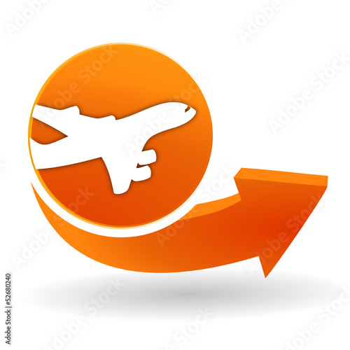 avion sur bouton web orange