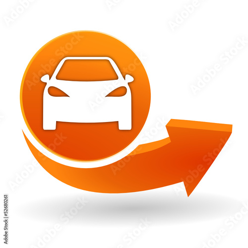 voiture sur bouton web orange