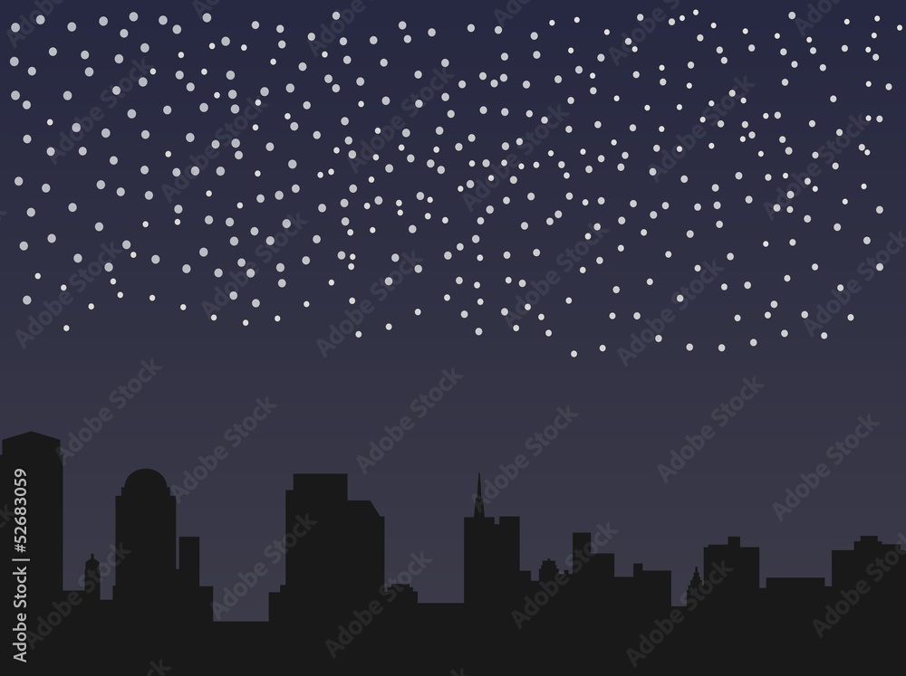starry sky and the panorama of the night city