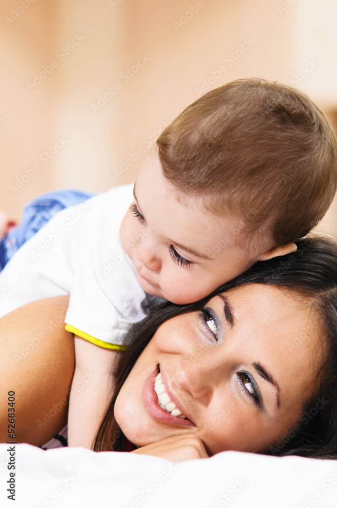 mother and son are playing mother and son are playing