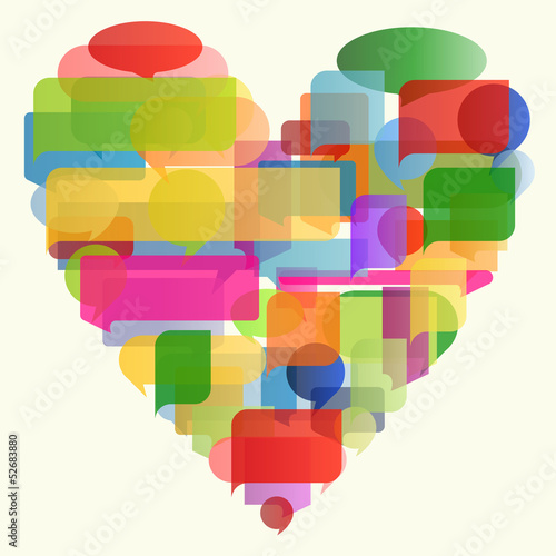 Heart made of colorful speech bubbles concept illustration backg