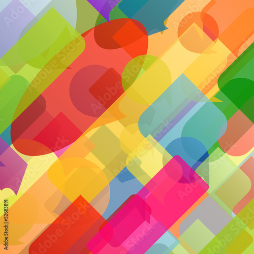 Colorful speech bubbles and balloons cloud illustration backgrou