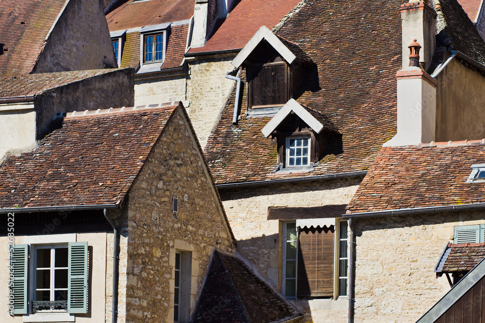 old tiled roof in France