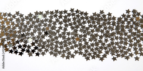 Silver stars on the white background