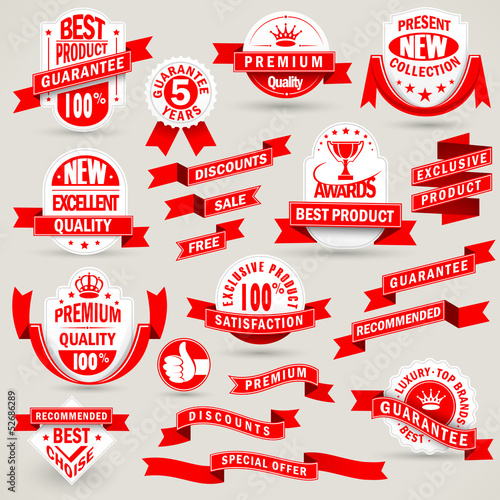 Premium set of labels and ribbons