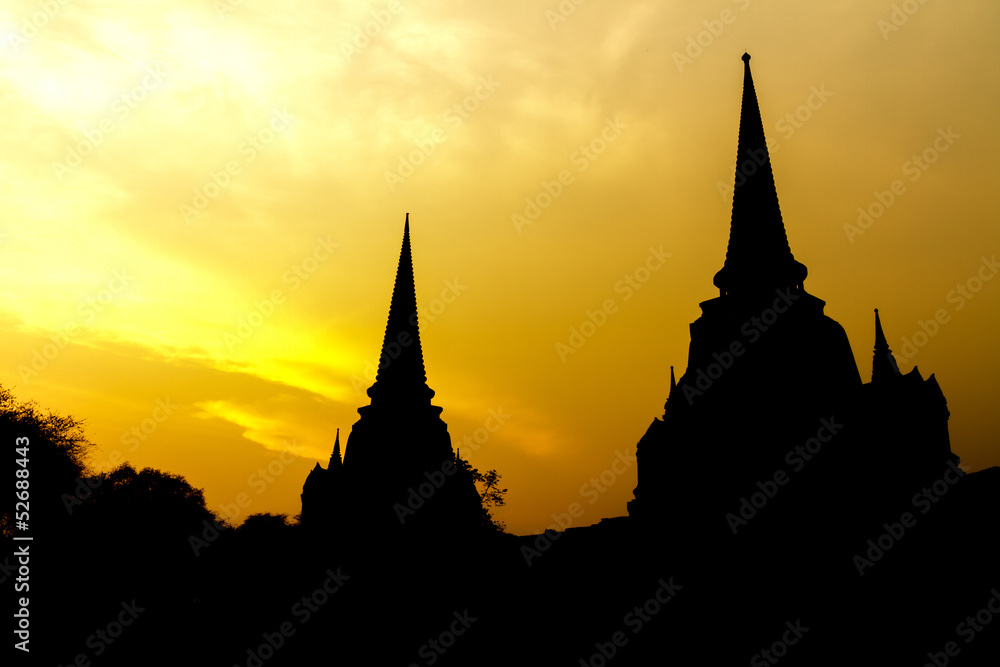 Pagoda at wat Phra sri sanphet temple