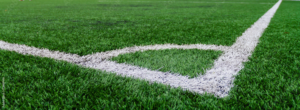 Naklejka premium Soccer field grass conner
