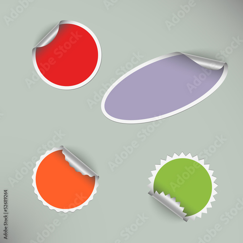 Set of colored blank round stickers
