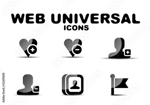 Black glossy web universal icon set