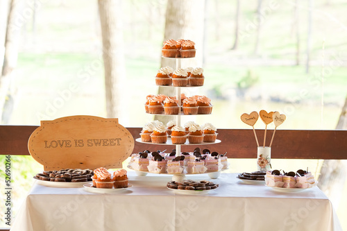 candy bar with cupcakes and pastry