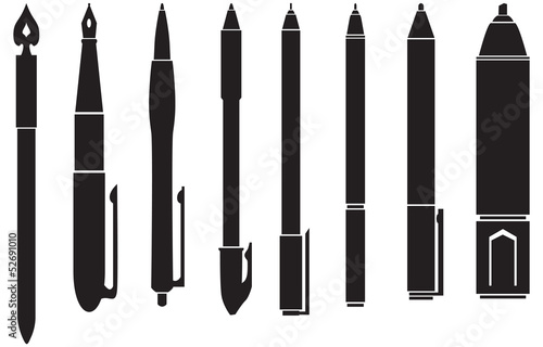 Silhouette of pens