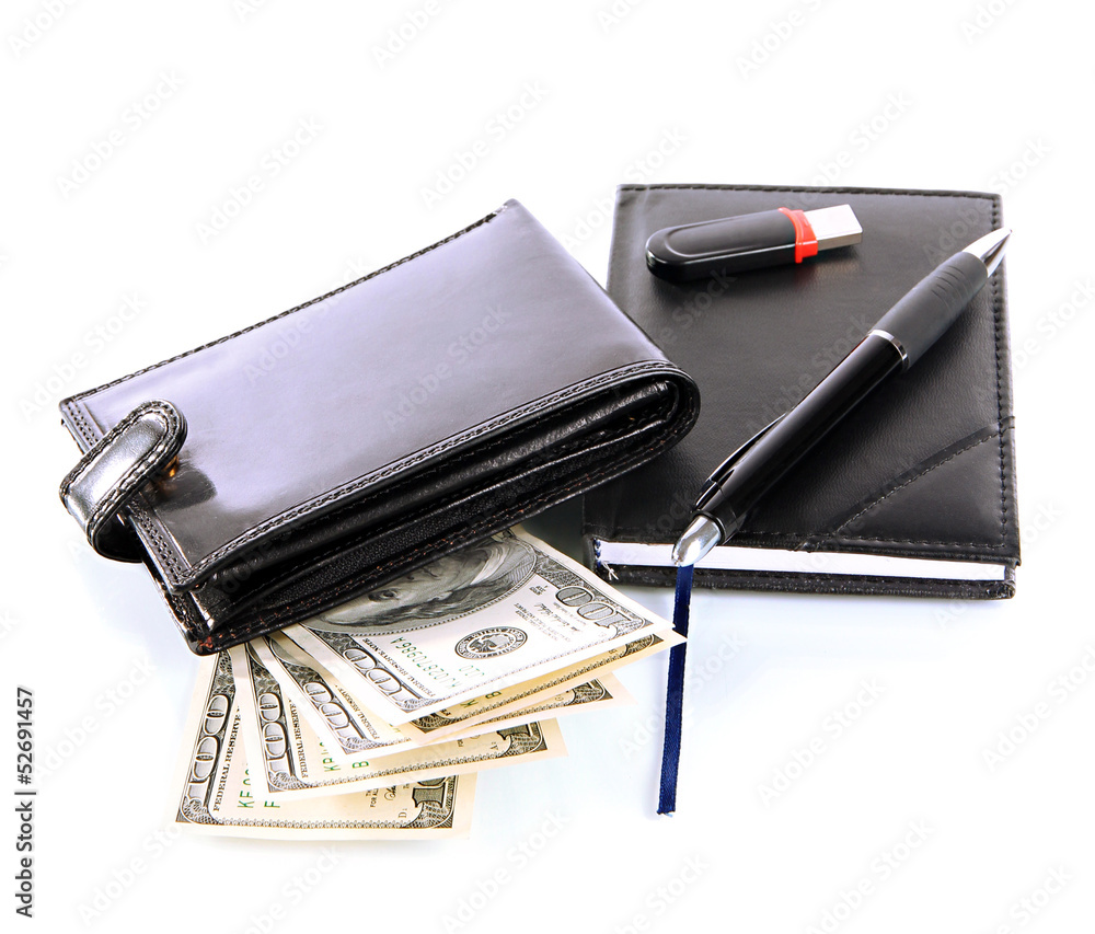 Set of business accessories isolated on white Set of business accessories isolated on white