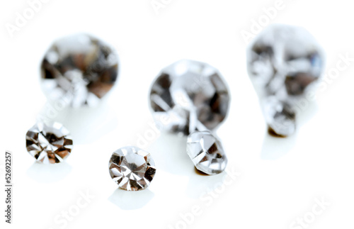Fototapeta Naklejka Na Ścianę i Meble -  Beautiful shining crystals (diamonds), isolated on white