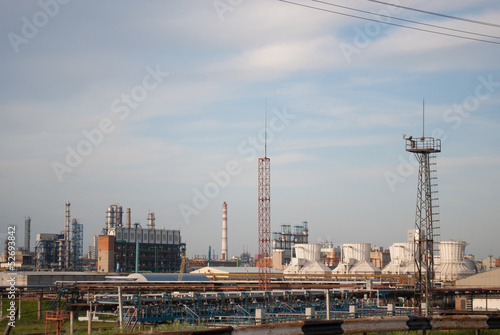 Industrial landscape at sunset in Kazan