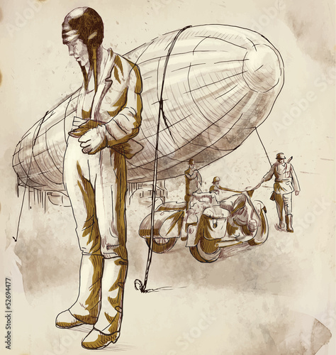 Airship Pilot - Hand drawing converted into vector