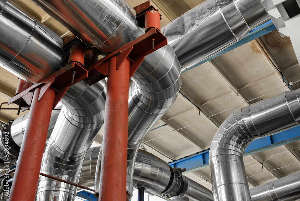 Industrial pipes in a thermal power plant Industrial pipes in a thermal power plant