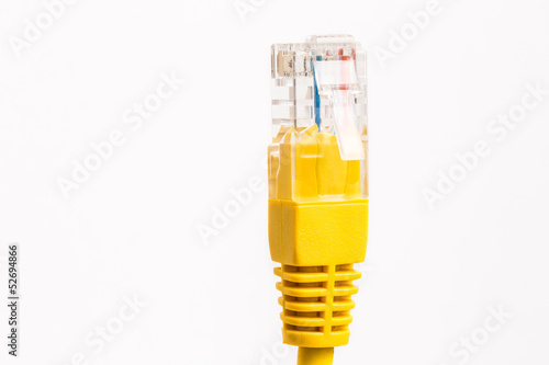 Network Lan jack isolate in yellow photo